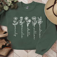 Lofaris Black Flower Lines Personalized Name Sweatshirt