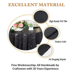 Lofaris Black Glitter Sequin Party Banquet Round Table Cover