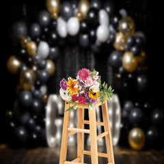 Lofaris Black Glitter Sequin Theme Congrats Grad Backdrop