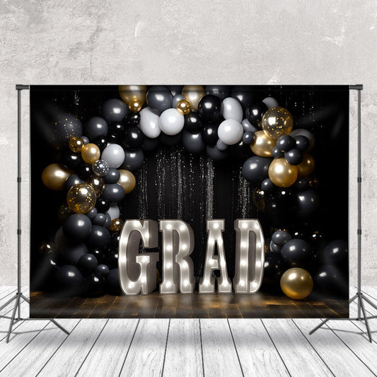 Lofaris Black Glitter Sequin Theme Congrats Grad Backdrop
