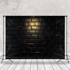 Lofaris Black Glossy Cratches Texture Brick Wall Backdrop
