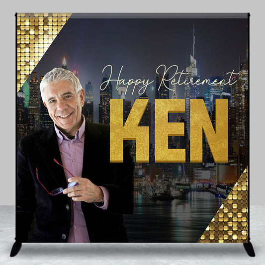 Lofaris Black Gold 50th Custom Photo Birthday Party Backdrop