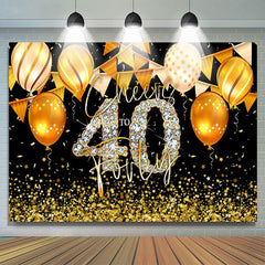 Lofaris Black Gold Balloons Cheers 40th Birthday Backdrop