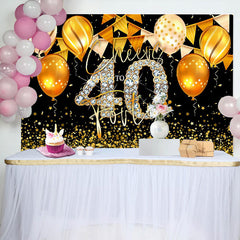 Lofaris Black Gold Balloons Cheers 40th Birthday Backdrop