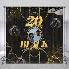 Lofaris Black Gold Basketball Custom Birthday Photo Backdrop
