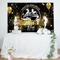 Lofaris Black Gold Boats N Hoes Navigation Birthday Backdrop