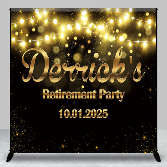 Lofaris Black Gold Bokeh Custom Retirement Party Backdrop