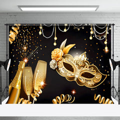 Lofaris Black Gold Champagne Masquerade Dance Backdrop
