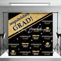 Lofaris Black Gold Congrats Grad Repeat Graduation Backdrop