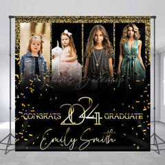 Lofaris Black Gold Custom Congrats 2024 Graduation Backdrop