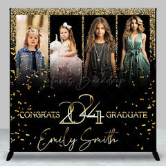 Lofaris Black Gold Custom Congrats 2024 Graduation Backdrop