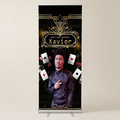 Lofaris Black Gold Poker Custom Birthday Retractable Banner