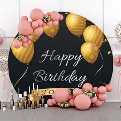 Lofaris Black Gold Round Balloon Backdrop For Birthday Party