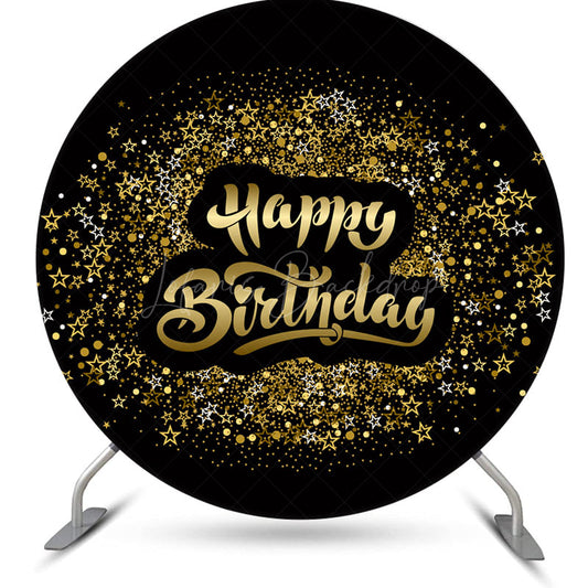 Lofaris Black Gold Sliver Stars Round Backdrop For Birthday