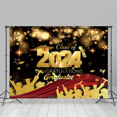 Lofaris Black Gold Sparkle Bokeh Class 2024 Grad Backdrop