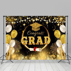 Lofaris Black Gold Sparkle Champagne Graduation Backdrop