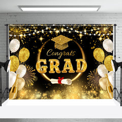 Lofaris Black Gold Sparkle Champagne Graduation Backdrop