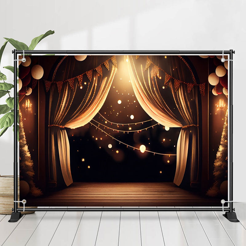 Lofaris Black Gold Warm Light Curtain Birthday Backdrop