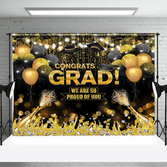 Lofaris Black Golden Diamond Champagne Graduation Backdrop