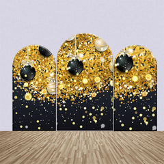 Lofaris Black Golden Glitter Ball Birthday Arch Backdrop Kit