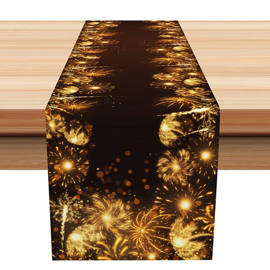 Lofaris Black Golden Glitter Spark New Year Table Runner