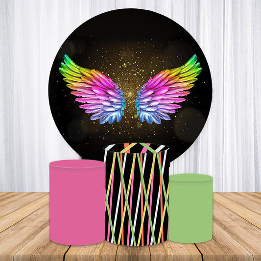 Lofaris Black Golden With Colorful Wing Circle Backdrop Kit