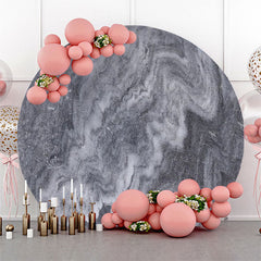 Lofaris Black Grey Abstract Marble Round Birthday Backdrop