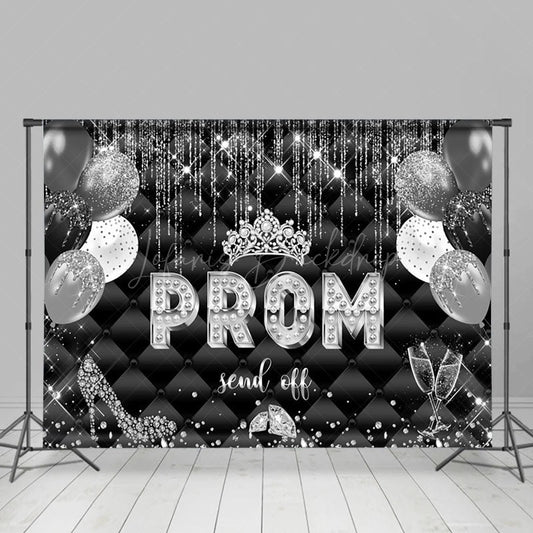 Lofaris Black Grid Glitter Diamond Balloons Prom Backdrop