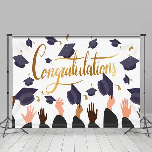 Lofaris Black Hats Colors Handa Happy Graduation Backdrop