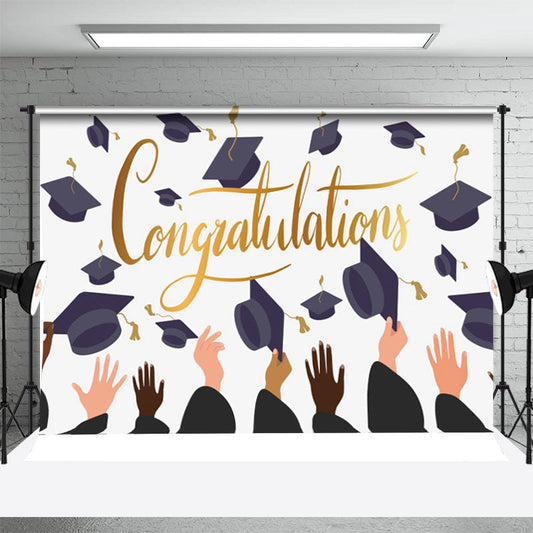 Lofaris Black Hats Colors Handa Happy Graduation Backdrop