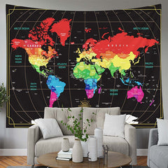 Lofaris Black Latitude Longitude World Sailing Map Tapestry