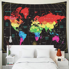 Lofaris Black Latitude Longitude World Sailing Map Tapestry