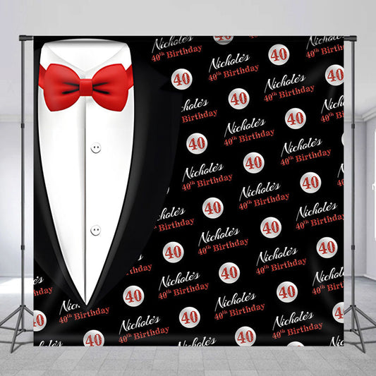 Lofaris Black Men Suit Custom 40th Birthday Theme Backdrop