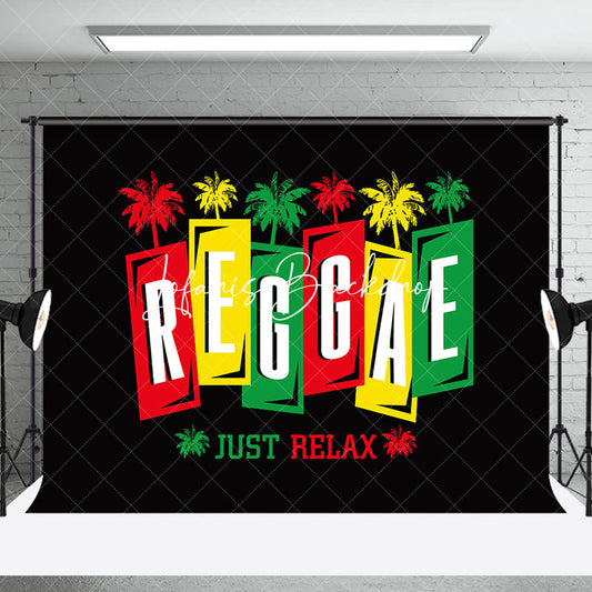 Lofaris Black Palm Trees Just Relax Reggae Party Backdrop