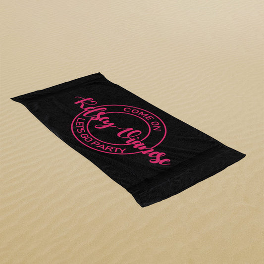 Lofaris Black Pink Come On Party Custom Beach Towel
