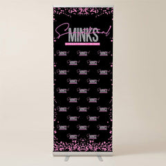 Lofaris Black Pink Glitter Custom Name Retractable Banner
