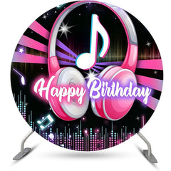 Lofaris Black Pink Musical Disco Round Backdrop For Birthday