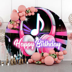 Lofaris Black Pink Musical Disco Round Backdrop For Birthday