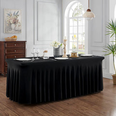 Lofaris Black Premium Spandex Rectangle Party Table Skirt