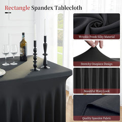 Lofaris Black Premium Spandex Rectangle Party Table Skirt