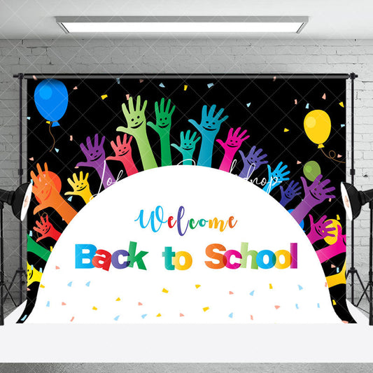 Lofaris Black Raised Hands Earth Back To School Backdrop