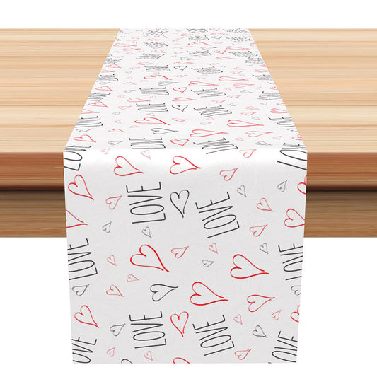 Lofaris Black Red Love Hearts Valentines Day Table Runner