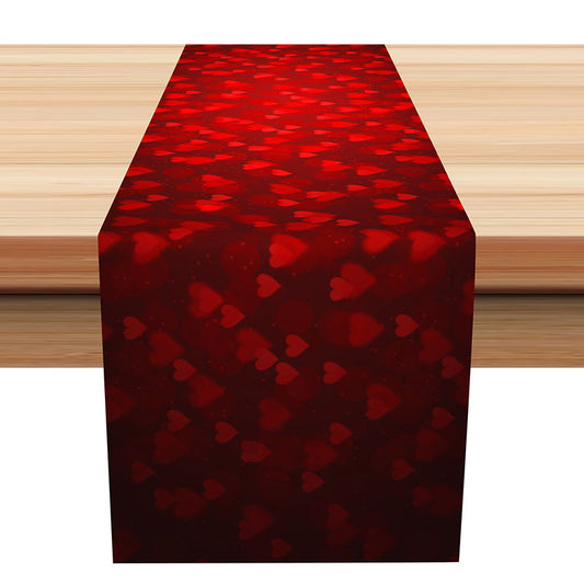 Lofaris Black Red Vague Hearts Valentines Day Table Runner
