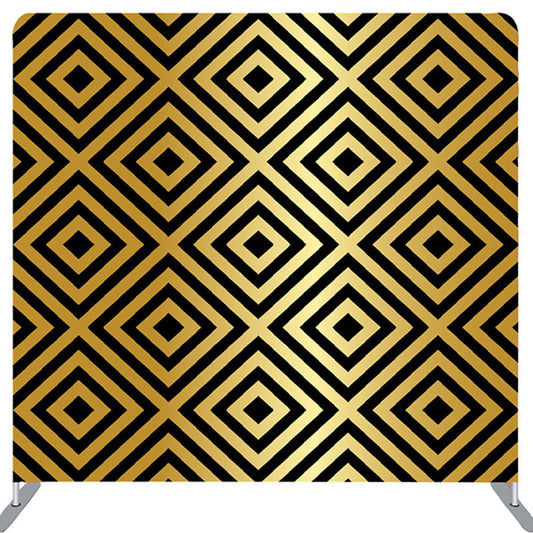 Lofaris Black Rhombus Patchwork Pattern Gold Backdrop Decor