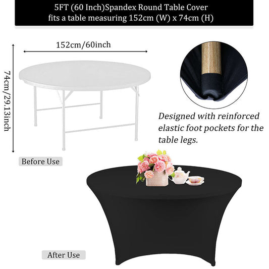Lofaris Black Round Stretchable Spandex Banquet Tablecloth