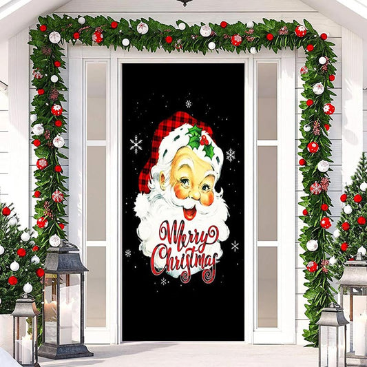 Lofaris Black Santa Claus Snowflake Christmas Door Cover