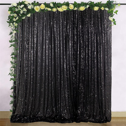 Lofaris Black Shimmery Sequin Fabric Photography Booth Backdrop