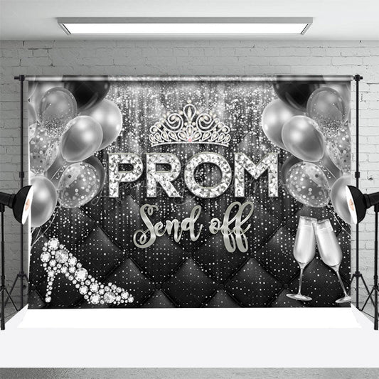 Lofaris Black Silver Balloons High Heels Graduation Backdrop