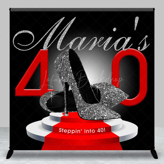 Lofaris Black Silver High Heel Custom 40th Birthday Backdrop