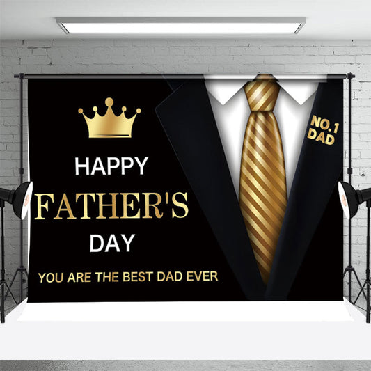 Lofaris Black Siut Golden Tie Crown Fathers Day Backdrop